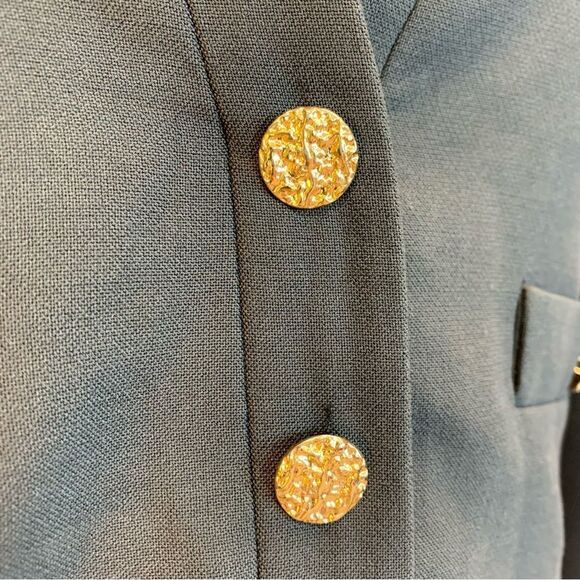 Zara khaki green gray cropped bolero blazer jacket Sz L shoulder pads - Picture 8 of 14